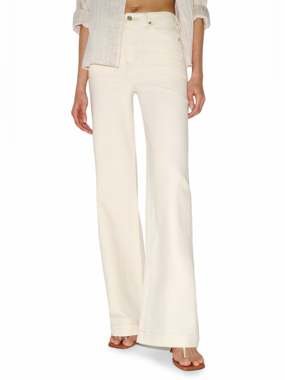 Reformation Bex Super Stretch Wide Leg Jeans in Fior Di Latte, Size 27